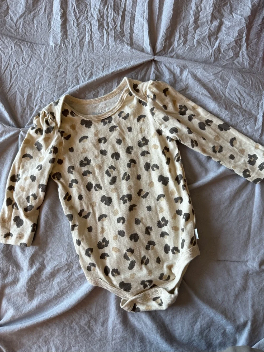 Koala Kids Leopard Print Long Sleeve Baby Bodysuit - Neutral Beige